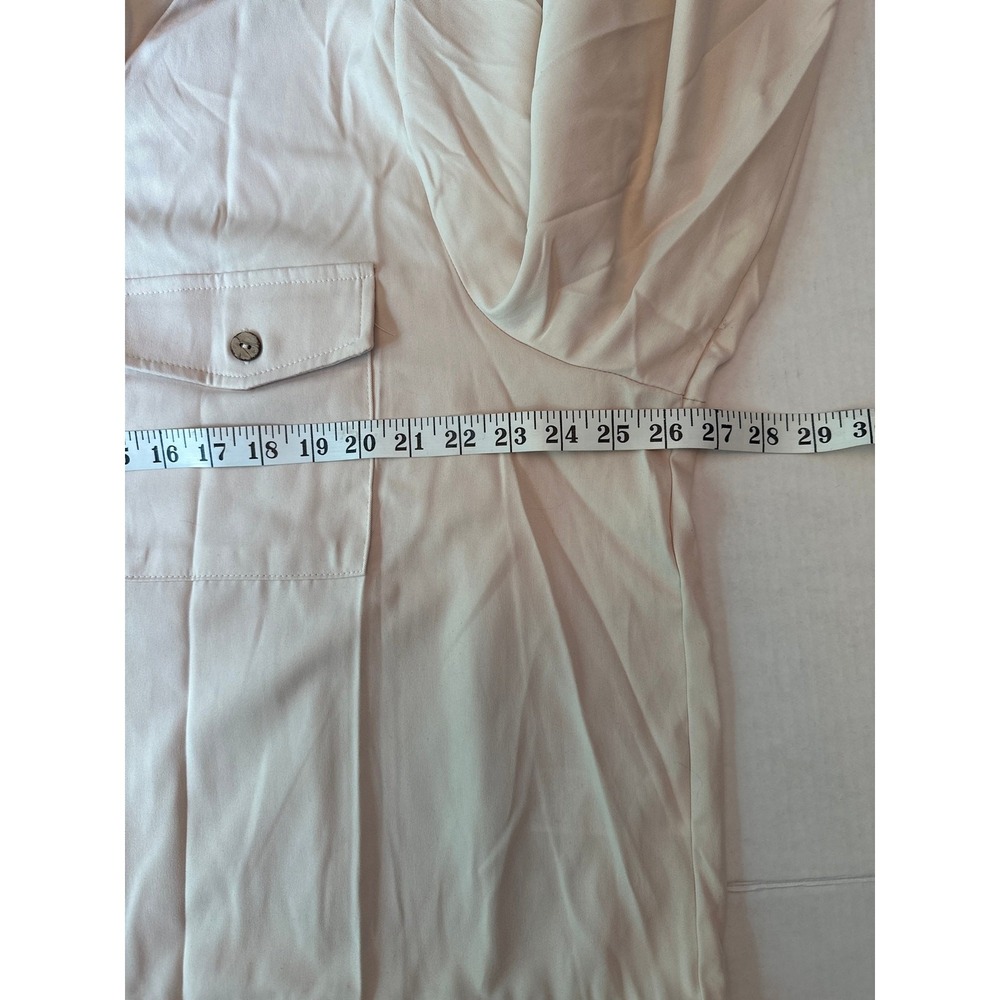 SHEIN Utility Jacket Women 3XL Beige Lightweight Cargo Roll Tab Zip Front - Picture 4 of 6